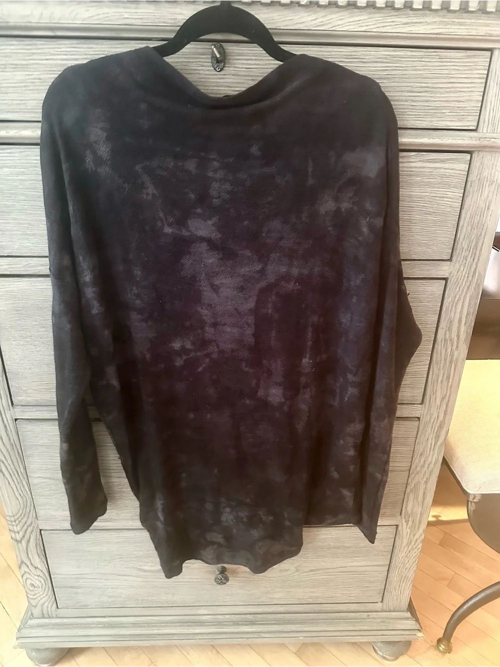 Pas De Calais Tie-Dye Long Sleeve Wool Pullover in Charcoal / Black. Size 36 (M)